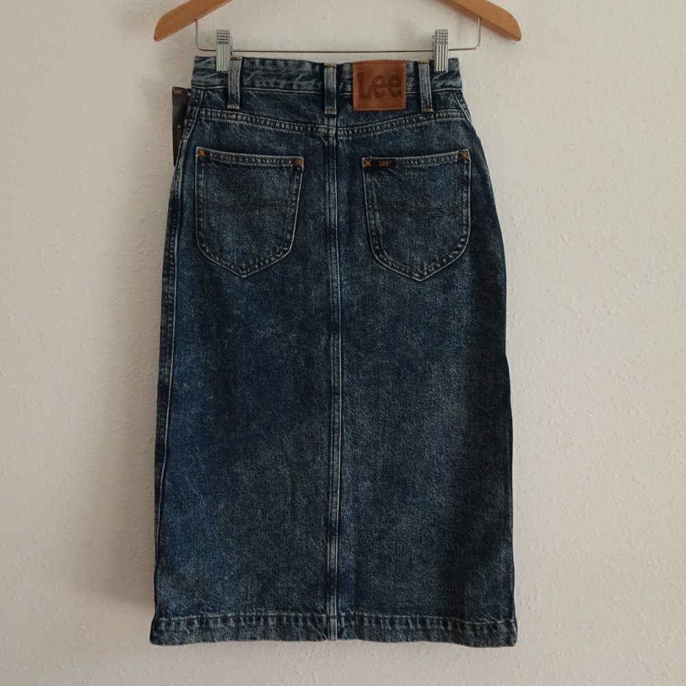 Lee Denim Jean Skirt Women's Size 25 Blue High Rise Midi - Picture 6 of 10